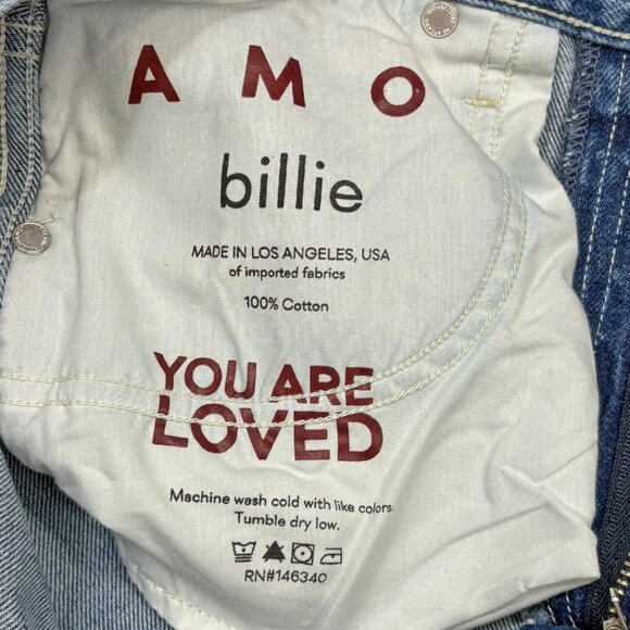 AMO Billie Warmth Mid Wash Distressed Cropped Jeans - Picture 3 of 9